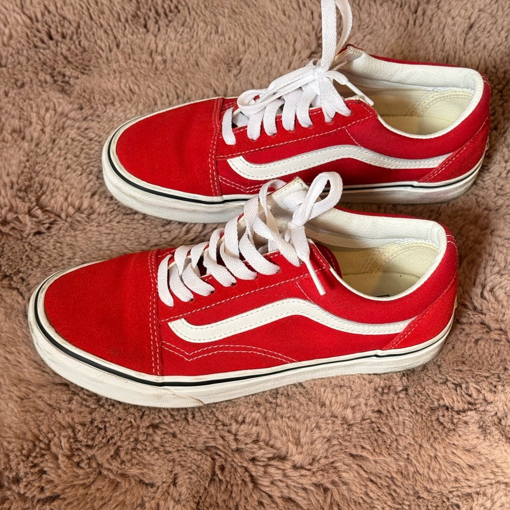Vans Red and White Women's Sneakers